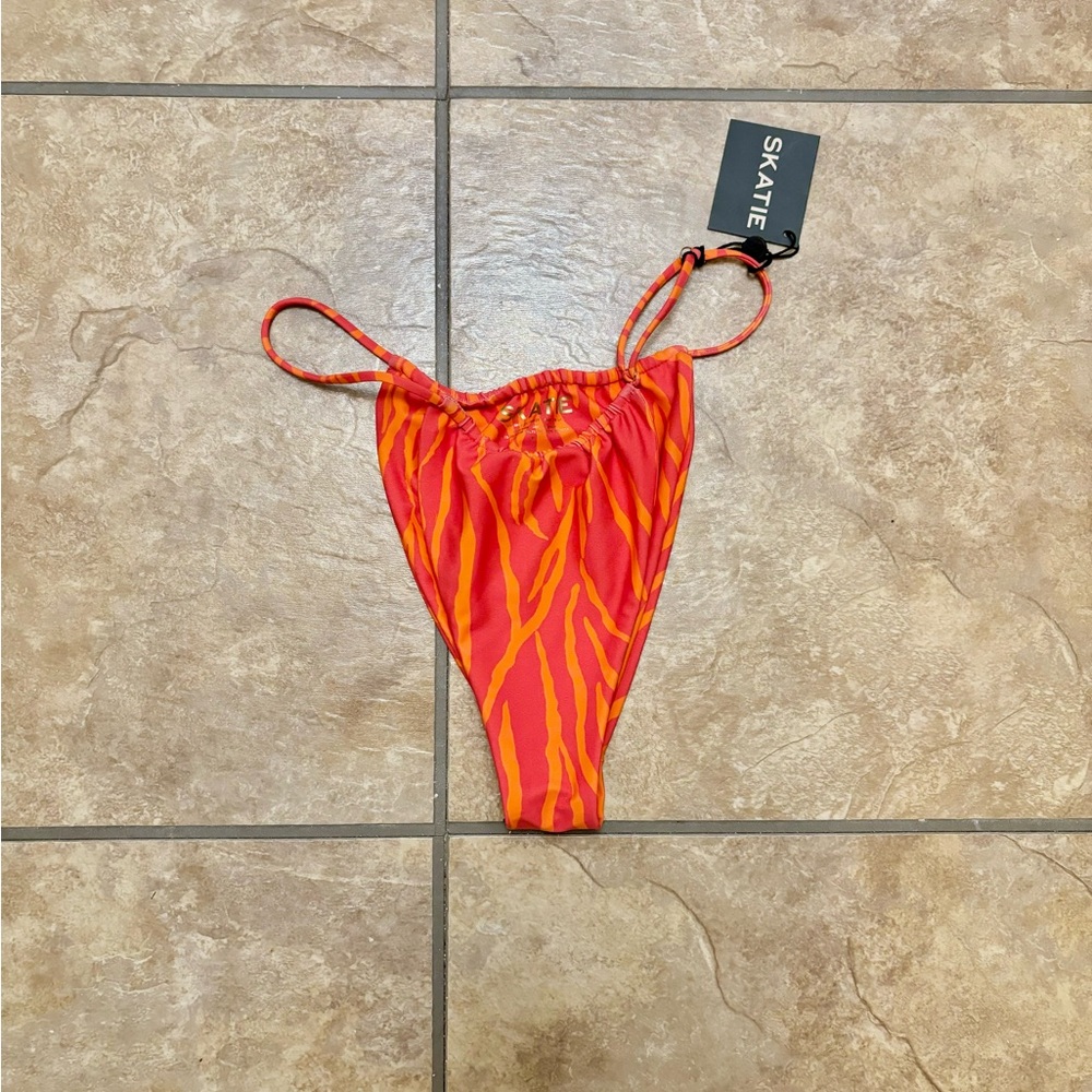 SKatie Pink Zebra String Bikini Bottoms